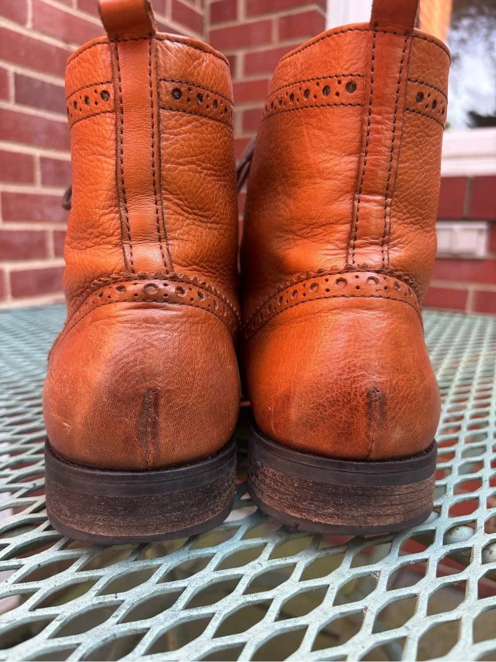 Johnston and Murphy Leather Brogue Wingtip Lace-Up Boots Men size 10